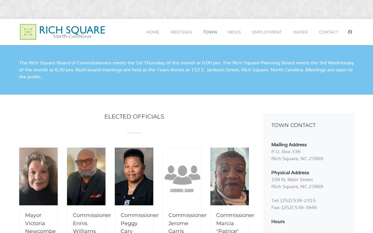 Official Rich Square personnel page with police chief and department contacts