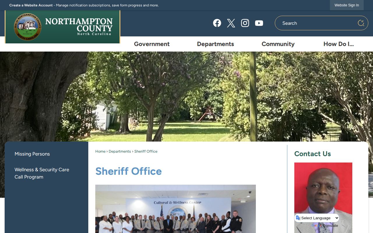 Official Northampton County Sheriff Office contact page