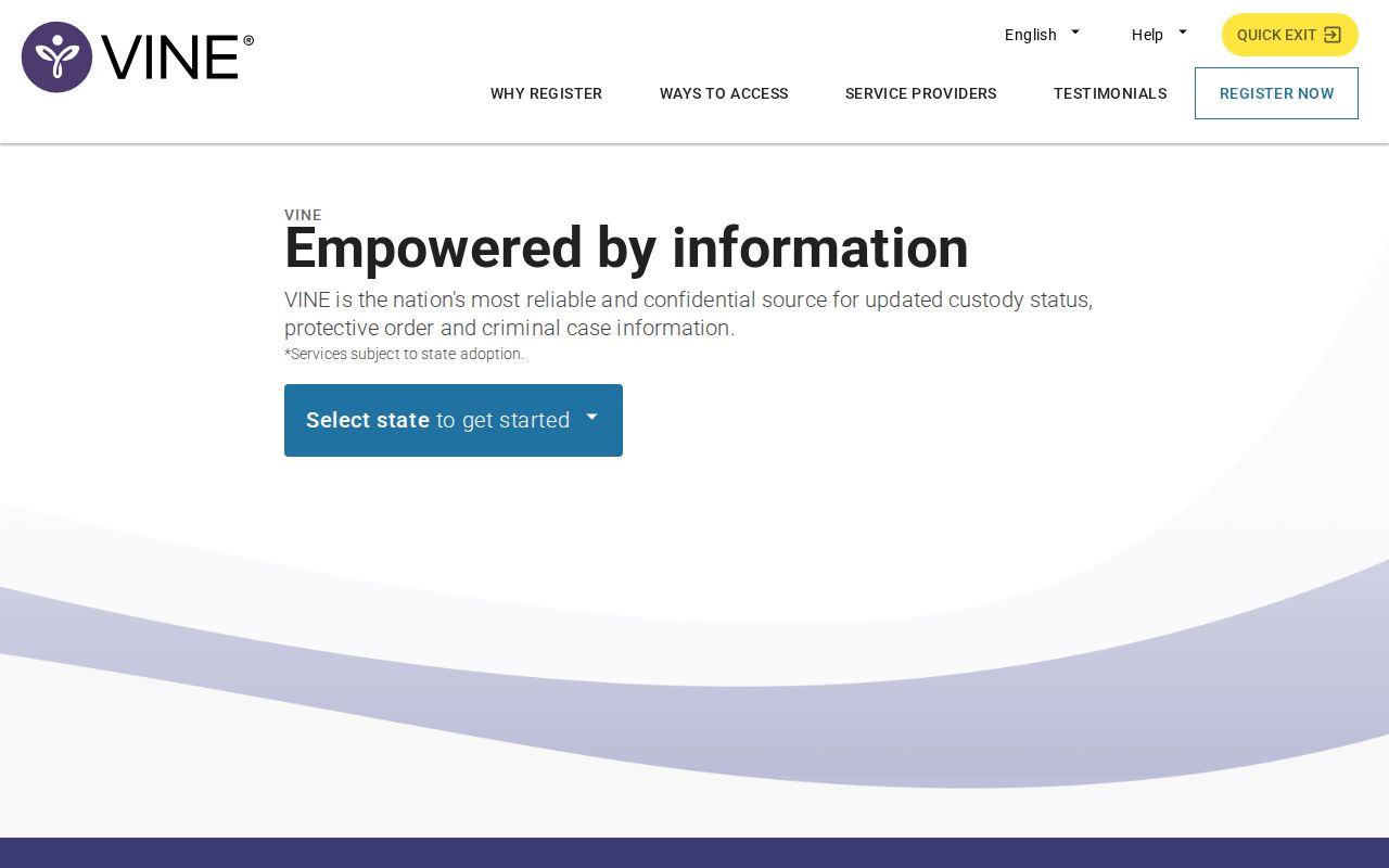 VINELink search entry screen for a North Carolina custody lookup